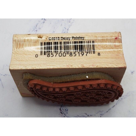 Hero Arts Paisley Teardrop Pattern With Flowers Wood Mounted Rubber Stamp C4518 - Picture 4 of 7